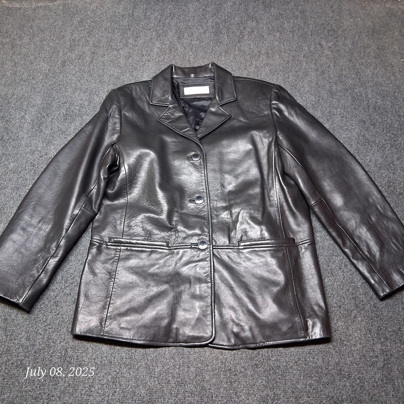 Vtg Jones New York Soft Leather Jacket Women Size Medium Lined Button Up